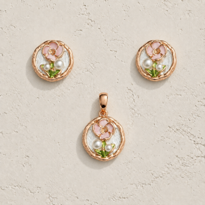 Blossom Medallion Pendant & Earrings Set