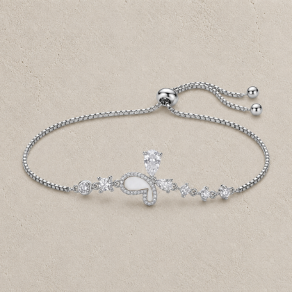 Silver Crystal Heart Adjustable Bracelet