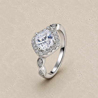 The Regal Cushion Halo Ring
