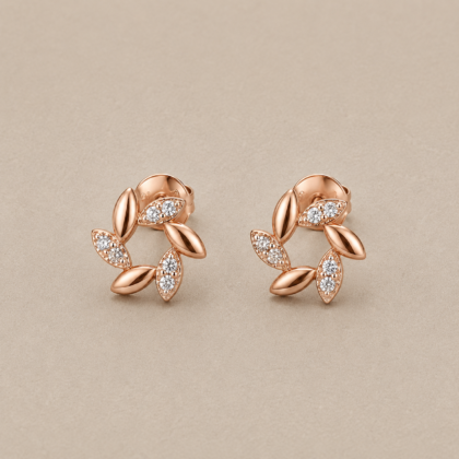 Laurel Leaf Halo Studs