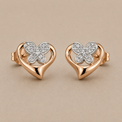 Papillon Heart Bloom Studs